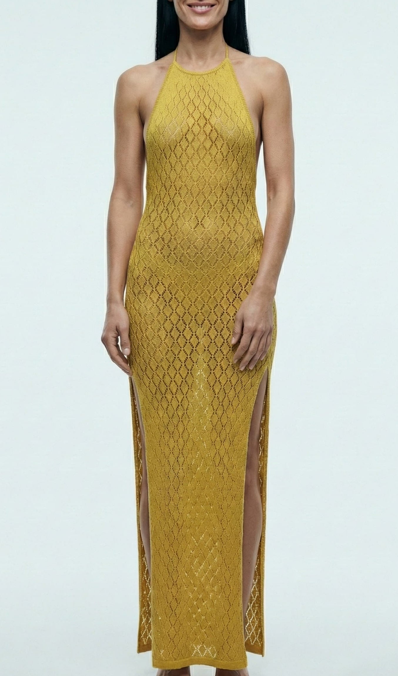 Salida de Playa en Tejido de Punto con Escote Halter y Abertura Lateral Ref: 0394