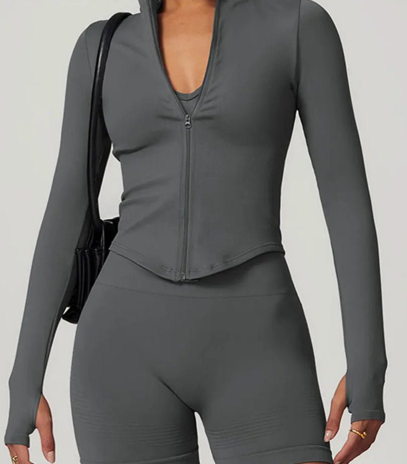 Campera Deportiva Lisa con Cierre Frontal y Cuello Alto Ref. 1088 - Marea Bella Swimwear