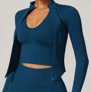 Campera Deportiva Lisa con Cierre Frontal y Cuello Alto Ref. 1088 - Marea Bella Swimwear