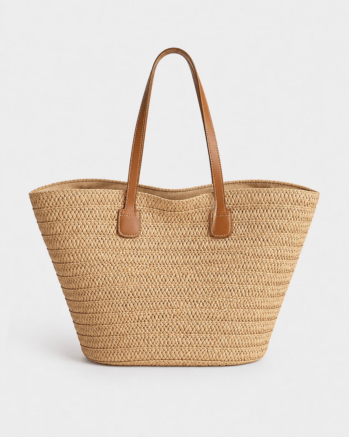 Cartera Tote Canasta de Rafia Trenzada con Asas Efecto Cuero Ref. 0804 - Marea Bella Swimwear