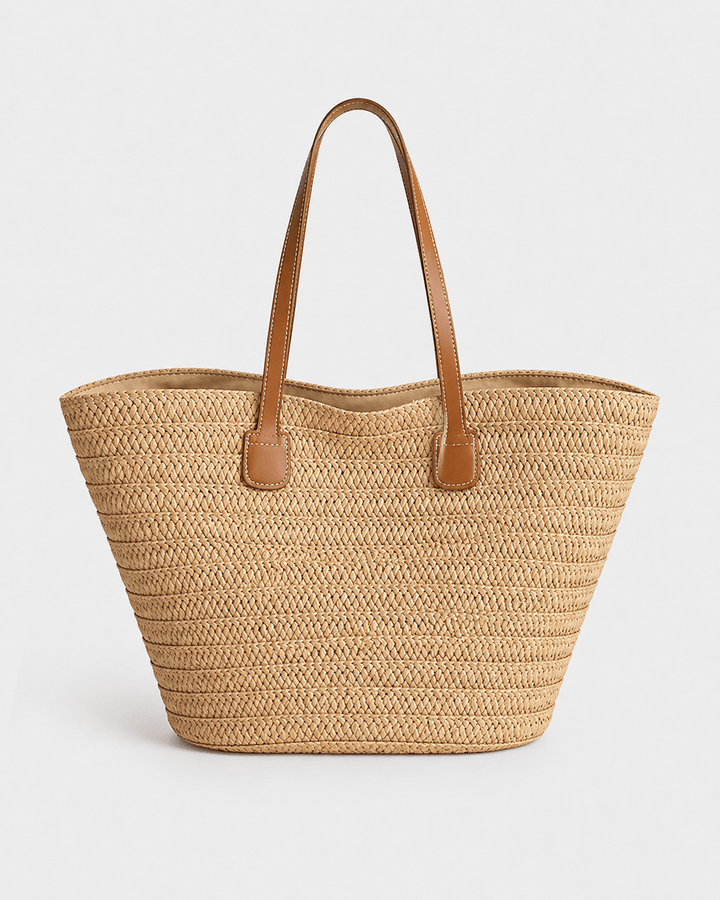 Cartera Tote Canasta de Rafia Trenzada con Asas Efecto Cuero Ref. 0804 - Marea Bella Swimwear