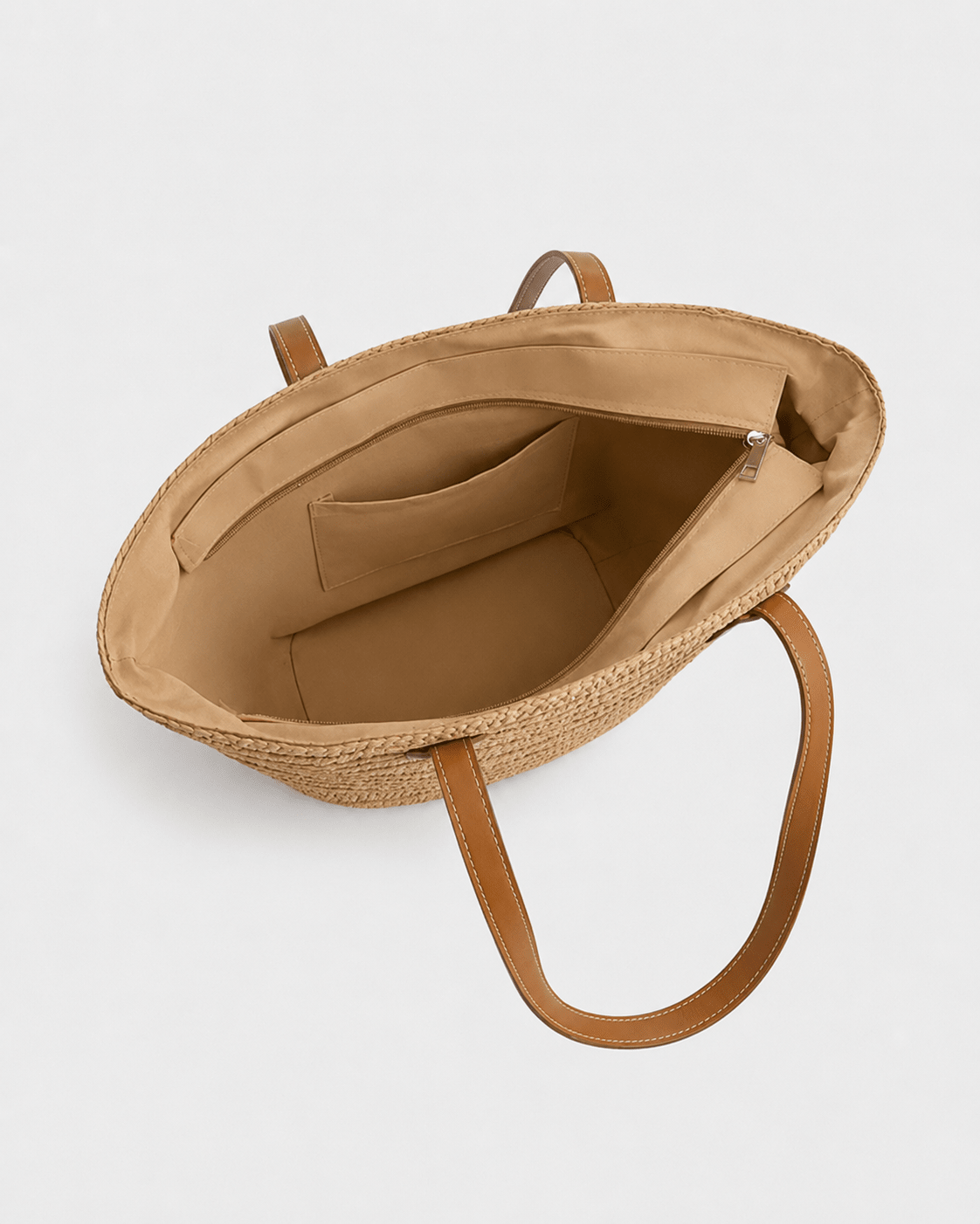 Cartera Tote Canasta de Rafia Trenzada con Asas Efecto Cuero Ref. 0804 - Marea Bella Swimwear