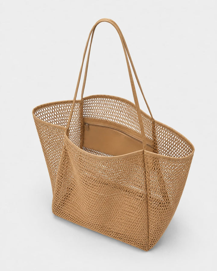 Cartera Tote de Rafia con Trama Abierta y Asas Largas Ref. 0807 - Marea Bella Swimwear