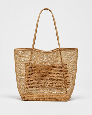 Cartera Tote de Rafia con Trama Abierta y Asas Largas Ref. 0807 - Marea Bella Swimwear
