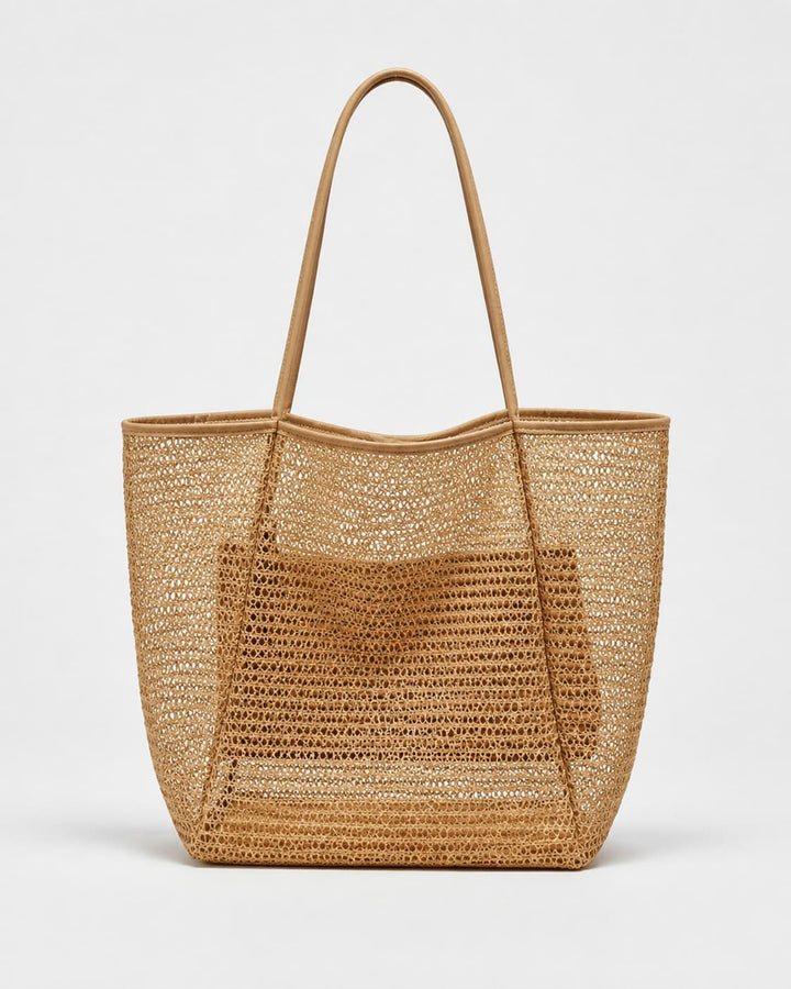 Cartera Tote de Rafia con Trama Abierta y Asas Largas Ref. 0807 - Marea Bella Swimwear