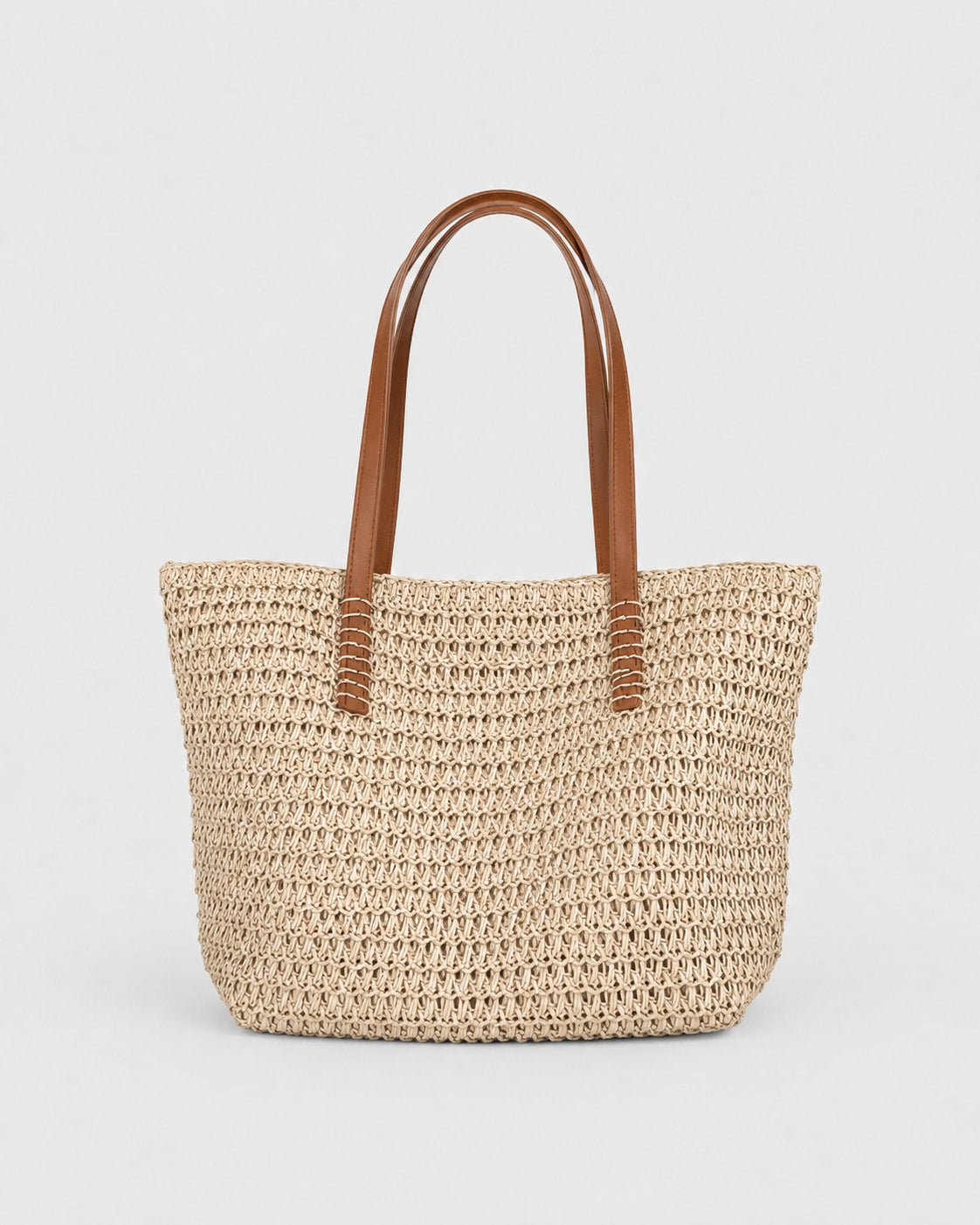 Cartera Tote de Rafia con Trama Calada y Asas Largas Ref. 0806 - Marea Bella Swimwear