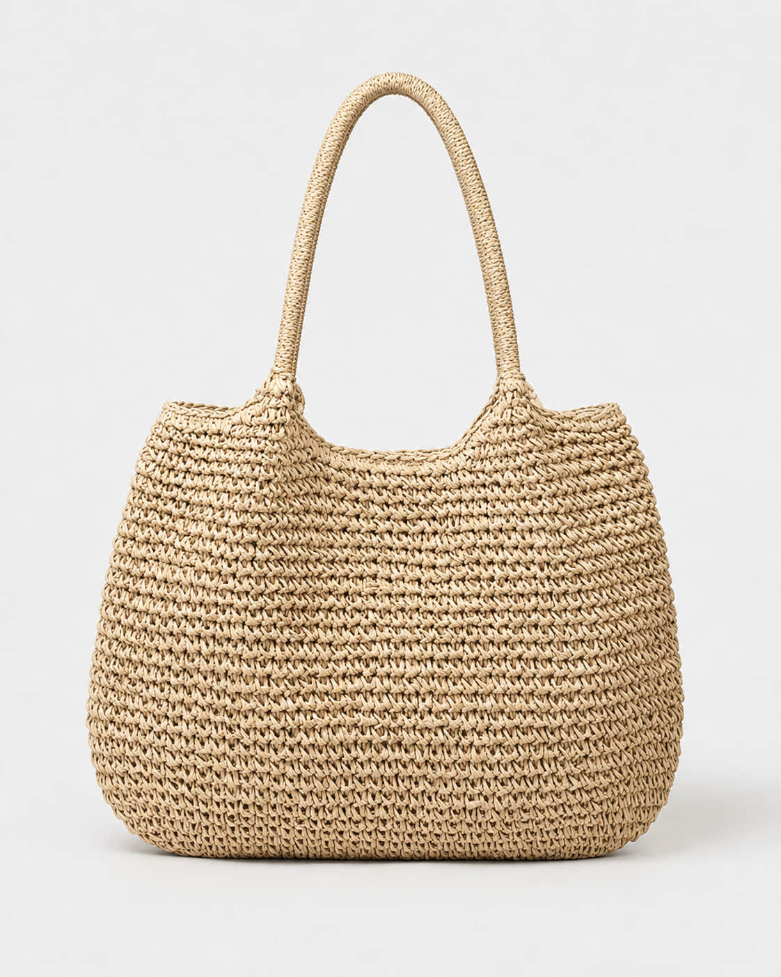 Cartera Tote Redondeada de Tejido de Rafia con Asas Dobles Ref. 0803 - Marea Bella Swimwear
