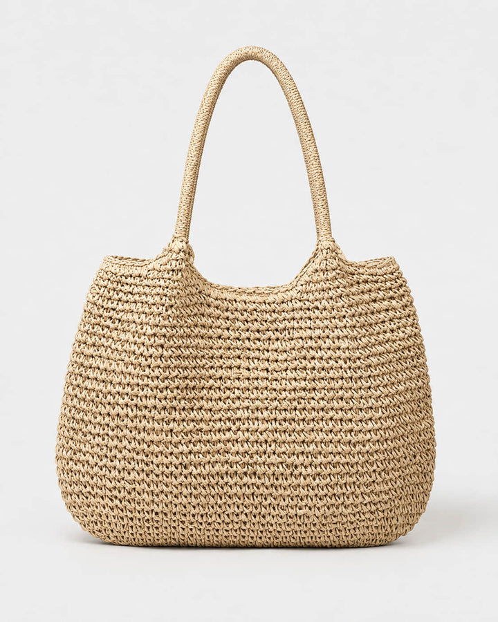 Cartera Tote Redondeada de Tejido de Rafia con Asas Dobles Ref. 0803 - Marea Bella Swimwear