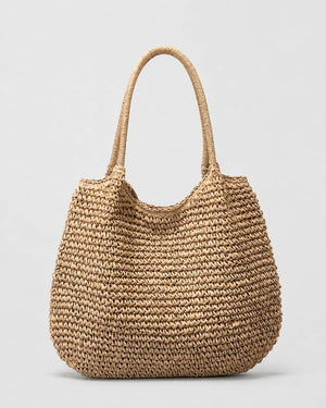 Cartera Tote Redondeada de Tejido de Rafia con Asas Dobles Ref. 0803 - Marea Bella Swimwear