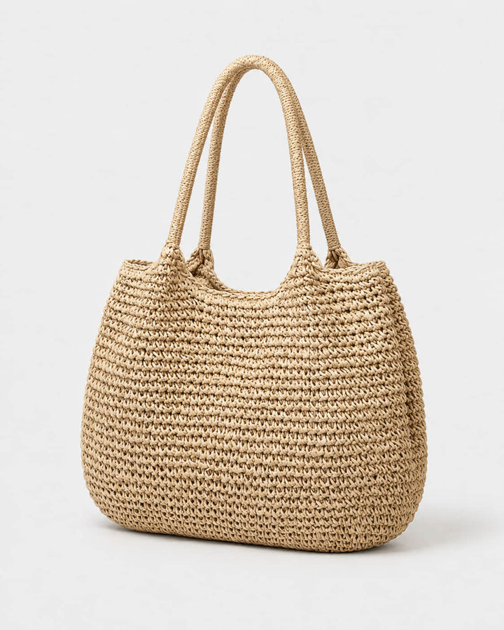 Cartera Tote Redondeada de Tejido de Rafia con Asas Dobles Ref. 0803 - Marea Bella Swimwear