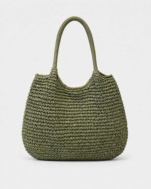 Cartera Tote Redondeada de Tejido de Rafia con Asas Dobles Ref. 0803 - Marea Bella Swimwear