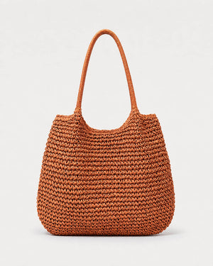Cartera Tote Redondeada de Tejido de Rafia con Asas Dobles Ref. 0803 - Marea Bella Swimwear