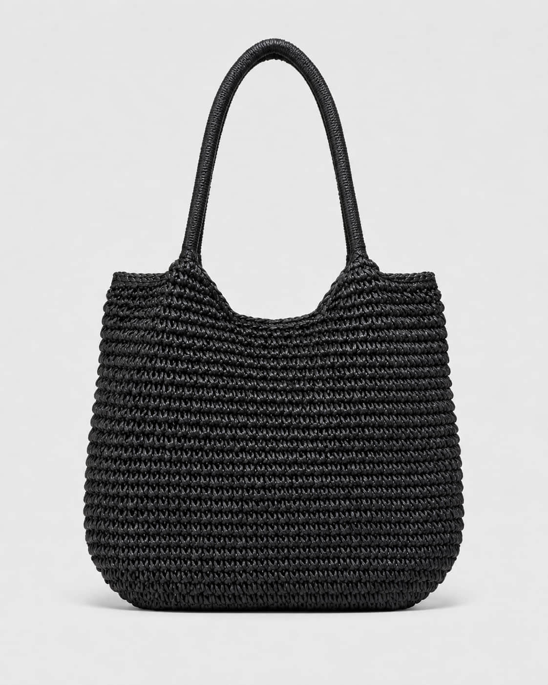Cartera Tote Redondeada de Tejido de Rafia con Asas Dobles Ref. 0803 - Marea Bella Swimwear
