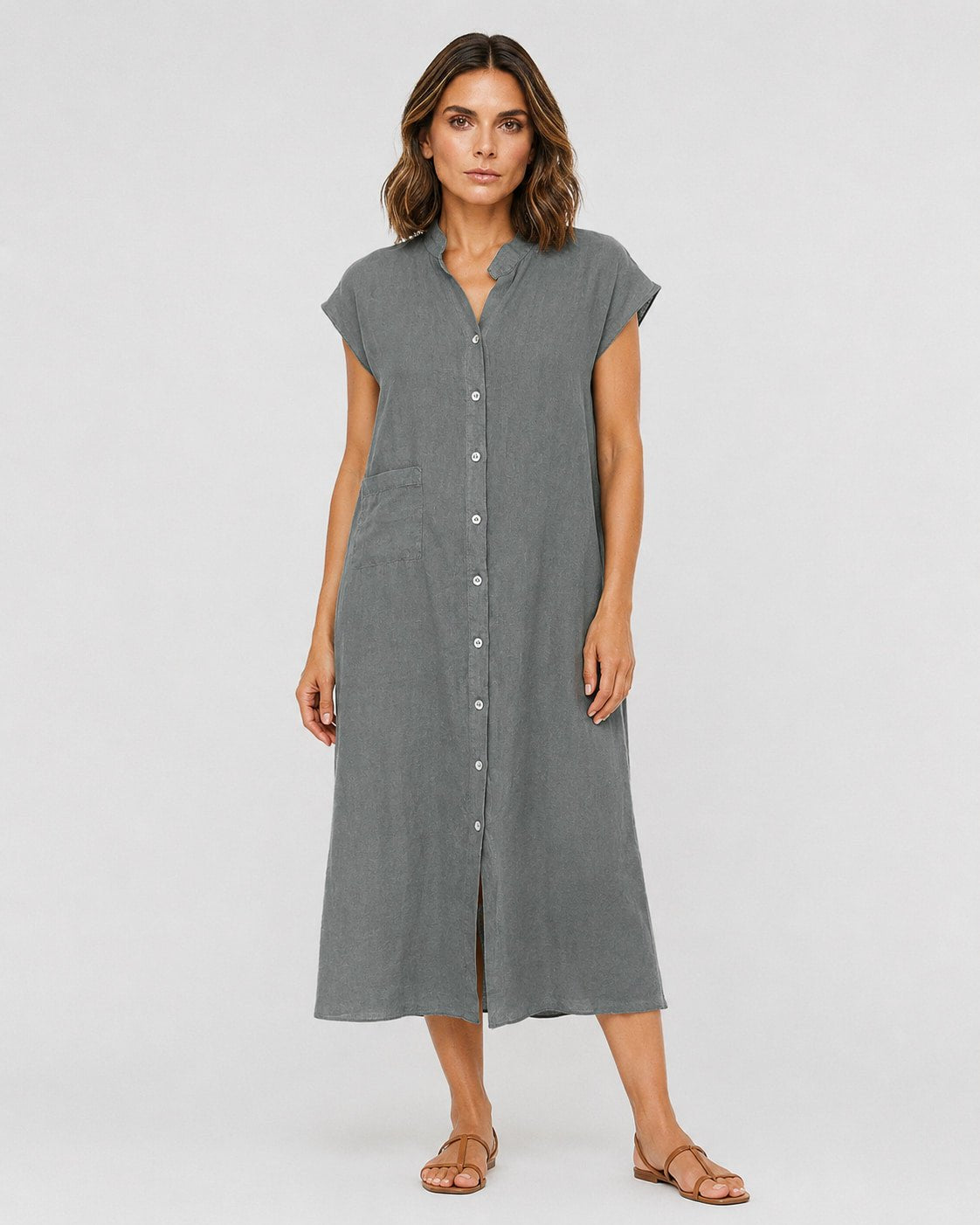 Chemise Midi sin Mangas con Botones Frontales Ref. 0442 - Marea Bella Swimwear