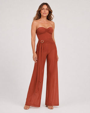 Conjunto con Adorno en Argolla y Pantalón Palazzo Cruzado Ref. 0595 - Marea Bella Swimwear