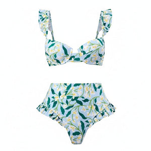 Conjunto de Bikini con Estampa Floral y Falda Pareo Ref. 0571 - Marea Bella Swimwear
