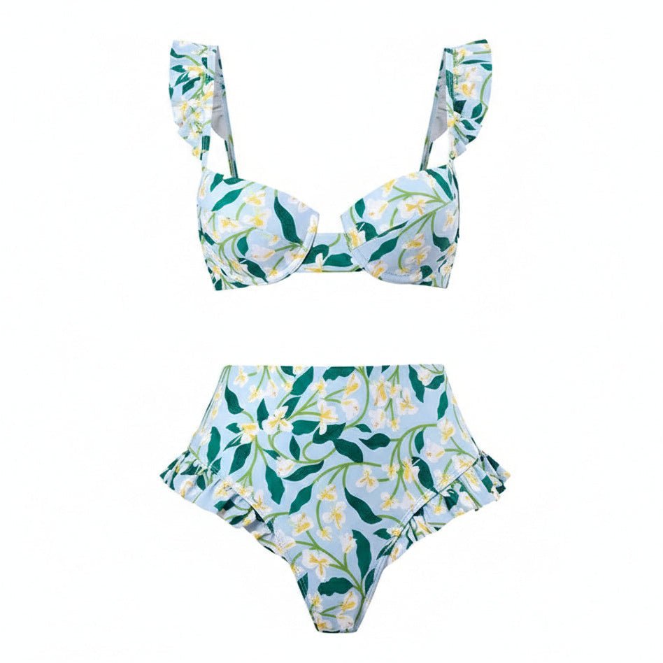 Conjunto de Bikini con Estampa Floral y Falda Pareo Ref. 0571 - Marea Bella Swimwear