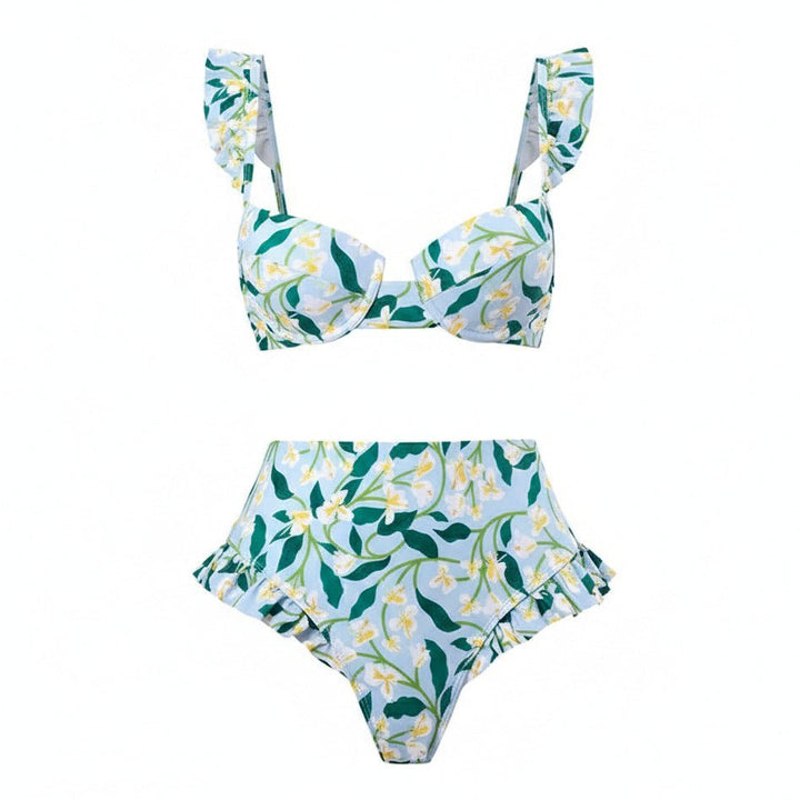 Conjunto de Bikini con Estampa Floral y Falda Pareo Ref. 0571 - Marea Bella Swimwear