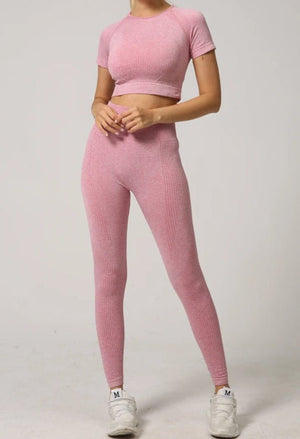 Conjunto Deportivo Acanalado con Remera de Manga Corta y Calza Ref. 1044 - Marea Bella Swimwear