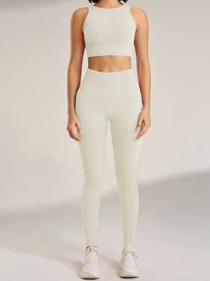 Conjunto Deportivo Acanalado con Top Halter y Calza Ref. 1043 - Marea Bella Swimwear