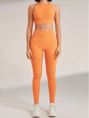 Conjunto Deportivo Acanalado con Top Halter y Calza Ref. 1043 - Marea Bella Swimwear