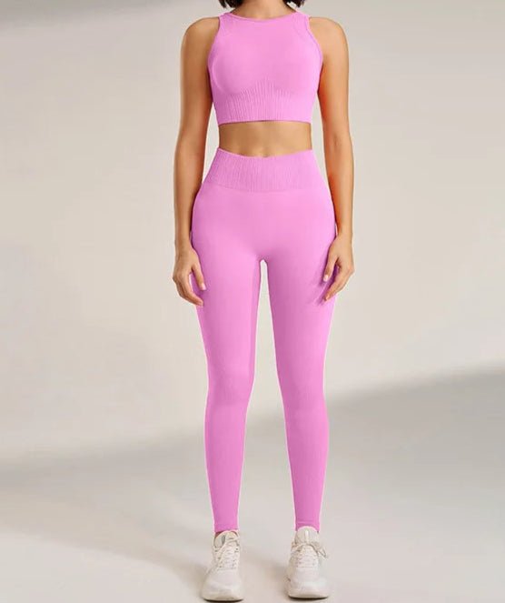 Conjunto Deportivo Acanalado con Top Halter y Calza Ref. 1043 - Marea Bella Swimwear