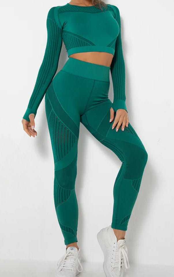 Conjunto Deportivo con Blusa de Manga Larga y Calza Texturada Ref. 1048 - Marea Bella Swimwear