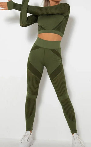 Conjunto Deportivo con Blusa de Manga Larga y Calza Texturada Ref. 1048 - Marea Bella Swimwear