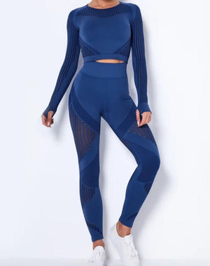 Conjunto Deportivo con Blusa de Manga Larga y Calza Texturada Ref. 1048 - Marea Bella Swimwear