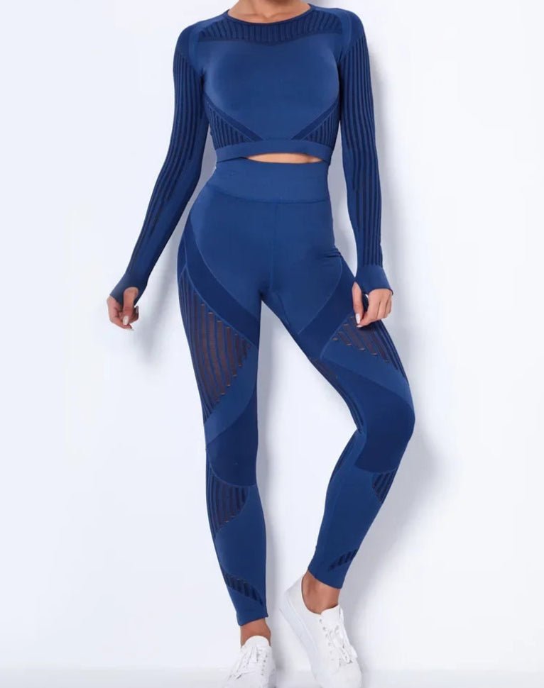 Conjunto Deportivo con Blusa de Manga Larga y Calza Texturada Ref. 1048 - Marea Bella Swimwear