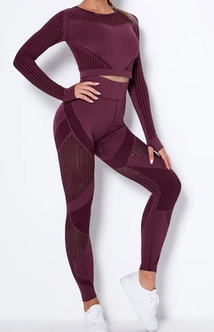 Conjunto Deportivo con Blusa de Manga Larga y Calza Texturada Ref. 1048 - Marea Bella Swimwear