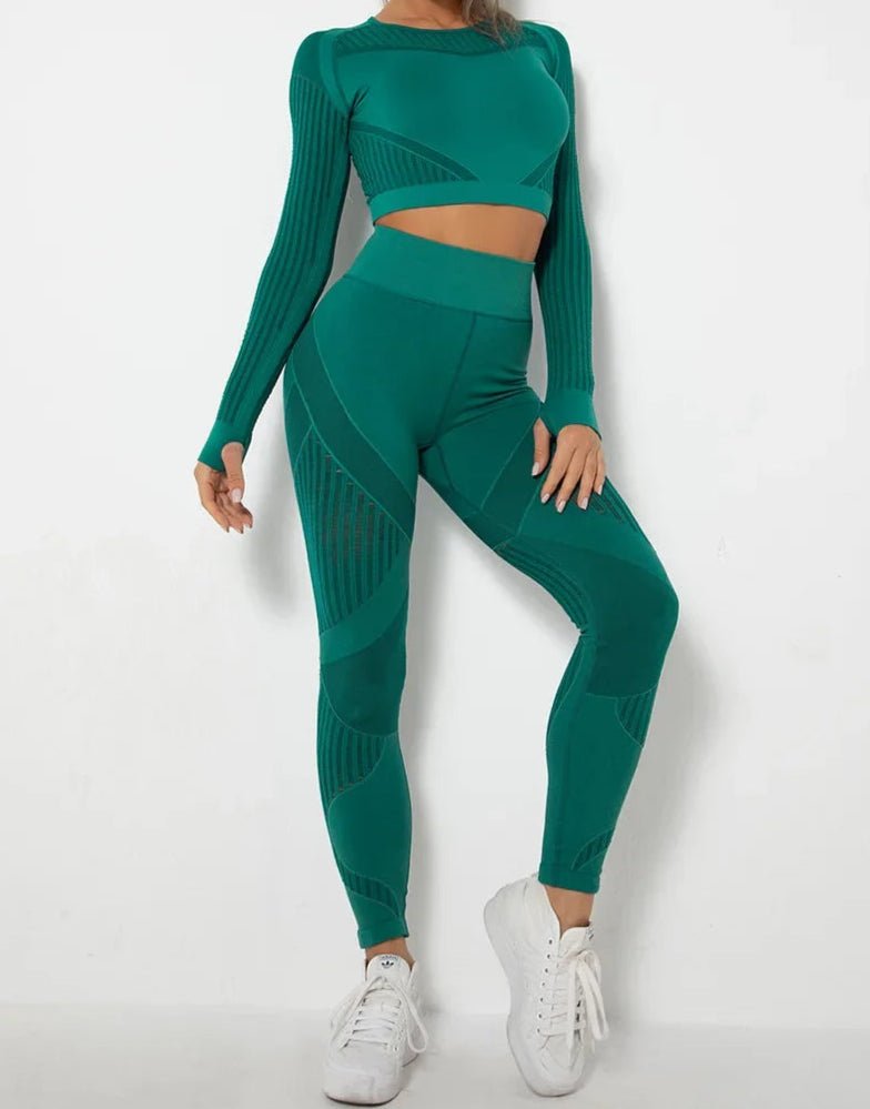 Conjunto Deportivo con Blusa de Manga Larga y Calza Texturada Ref. 1048 - Marea Bella Swimwear