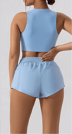 Conjunto Deportivo con Top Cropped de Cuello Alto y Short Ref. 1066 - Marea Bella Swimwear