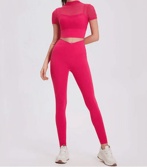Conjunto Deportivo con Top de Manga Corta en Tul y Calza Ref. 1041 - Marea Bella Swimwear