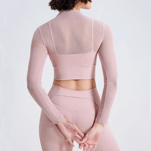 Conjunto Deportivo con Top de Manga Larga en Tul y Calza Ref. 1040 - Marea Bella Swimwear