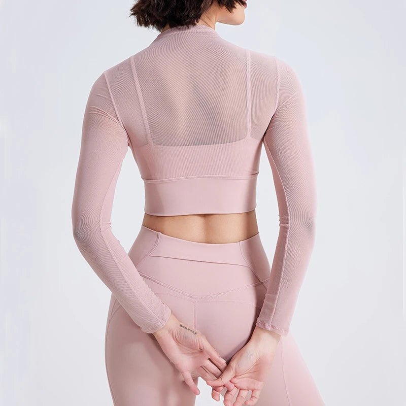 Conjunto Deportivo con Top de Manga Larga en Tul y Calza Ref. 1040 - Marea Bella Swimwear