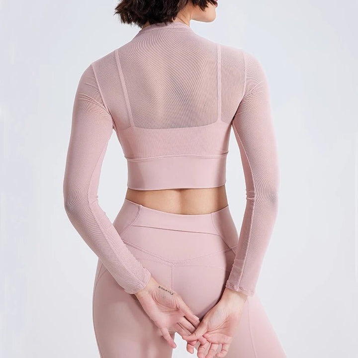 Conjunto Deportivo con Top de Manga Larga en Tul y Calza Ref. 1040 - Marea Bella Swimwear
