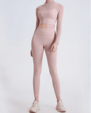 Conjunto Deportivo con Top de Manga Larga en Tul y Calza Ref. 1040 - Marea Bella Swimwear