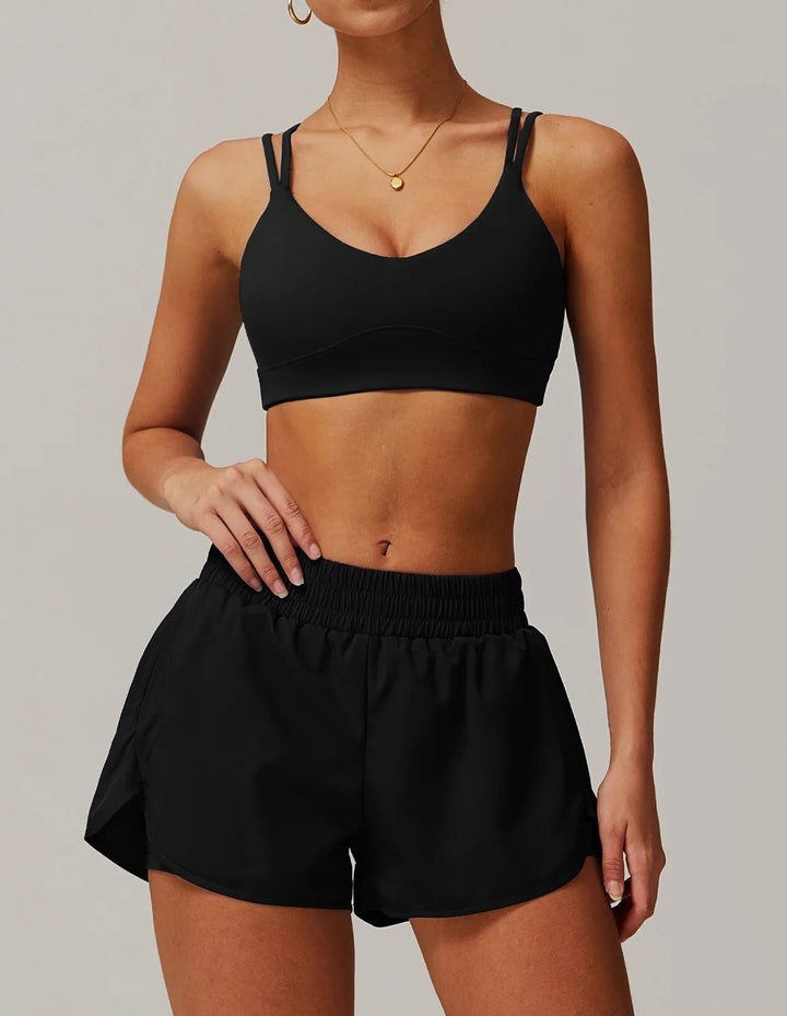 Conjunto Deportivo con Top de Tiras Dobles y Short Ref. 1063 - Marea Bella Swimwear