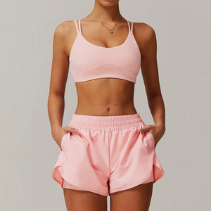 Conjunto Deportivo con Top de Tiras Dobles y Short Ref. 1063 - Marea Bella Swimwear