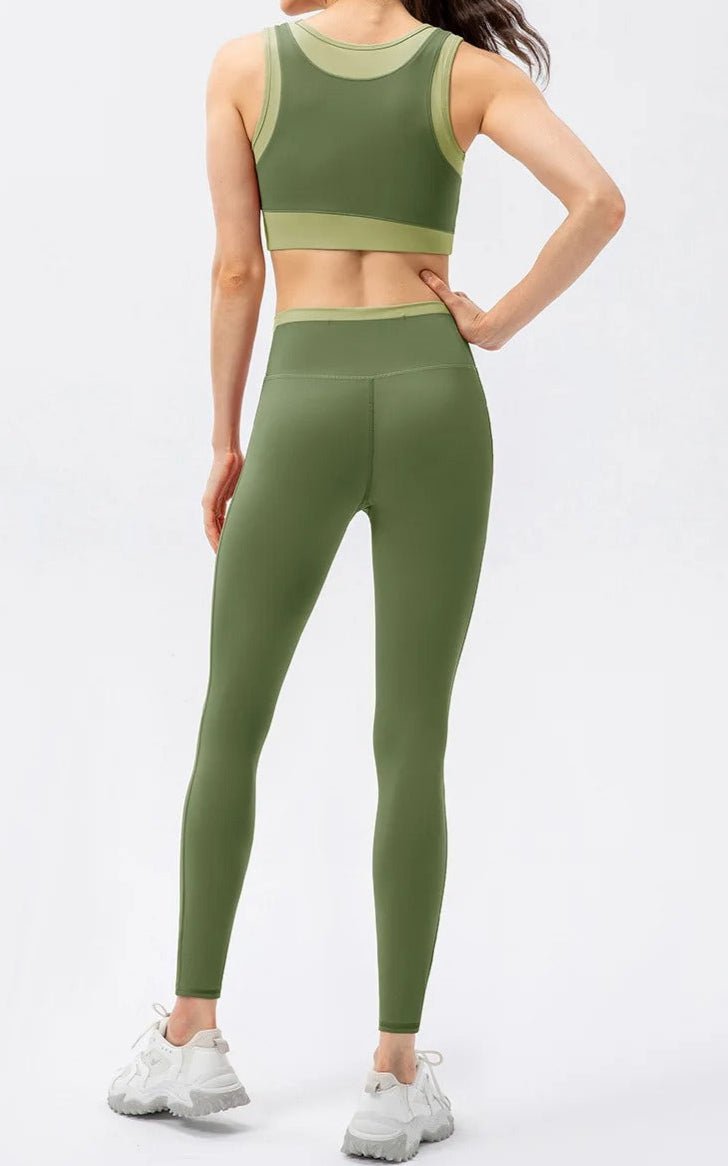 Conjunto Deportivo con Top y Calza Cintura Cruzada Ref. 1042 - Marea Bella Swimwear