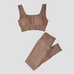 Conjunto Deportivo con Top y Calza de Tejido Acanalado Ref. 1012 - Marea Bella Swimwear