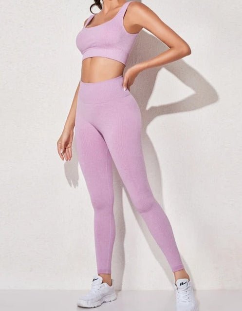 Conjunto Deportivo con Top y Calza de Tejido Acanalado Ref. 1012 - Marea Bella Swimwear