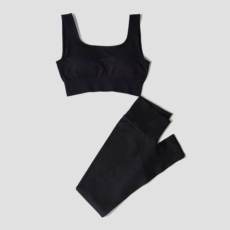 Conjunto Deportivo con Top y Calza de Tejido Acanalado Ref. 1012 - Marea Bella Swimwear