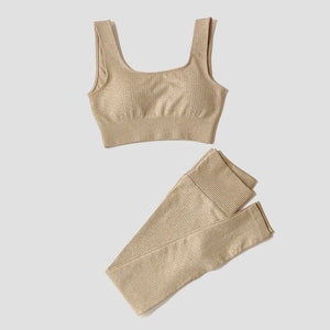 Conjunto Deportivo con Top y Calza de Tejido Acanalado Ref. 1012 - Marea Bella Swimwear