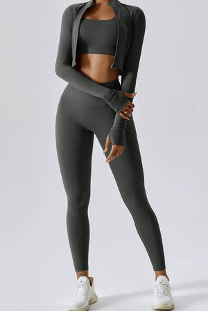 Conjunto Deportivo Liso con Top Campera y Calza Ref. 1021 - Marea Bella Swimwear
