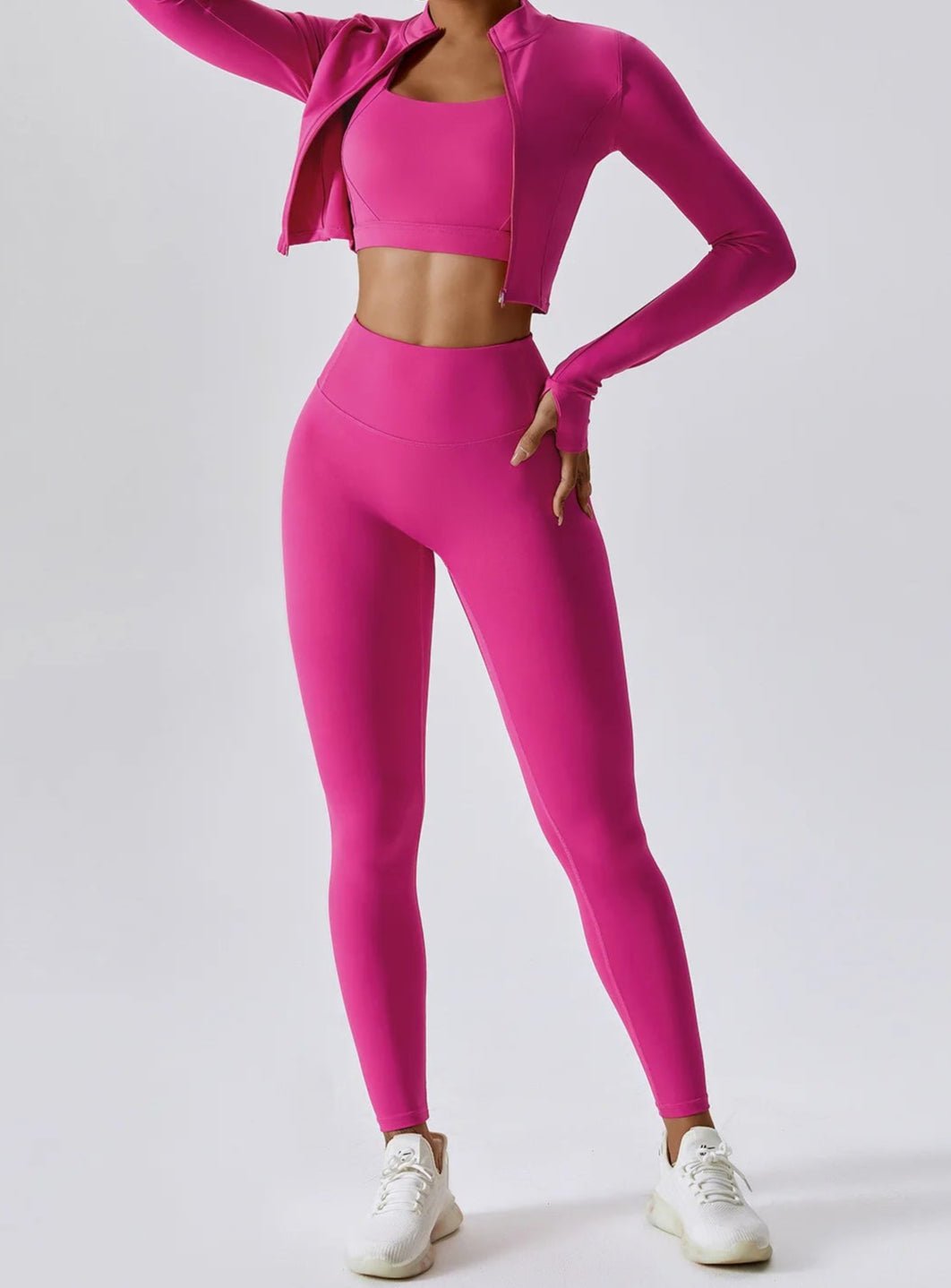 Conjunto Deportivo Liso con Top Campera y Calza Ref. 1021 - Marea Bella Swimwear