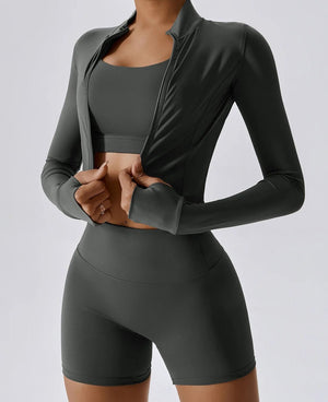 Conjunto Deportivo Liso con Top Campera y Short Ref. 1022 - Marea Bella Swimwear
