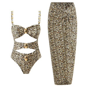 Conjunto Enteriza Bicolor con Detalle Vazado y Pollera Drapeadа Ref. 0570 - Marea Bella Swimwear