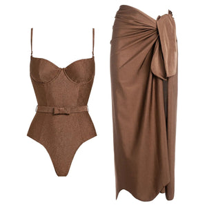 Conjunto Enteriza con Falda Pareo Cruzada Ref. 0596 - Marea Bella Swimwear